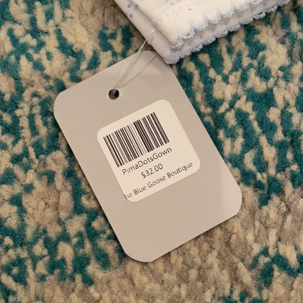 Baby Bliss BLUE MICRO DOT PIMA GOWN in Preemie / NWT / smoke-free pet-free home - Picture 5 of 5